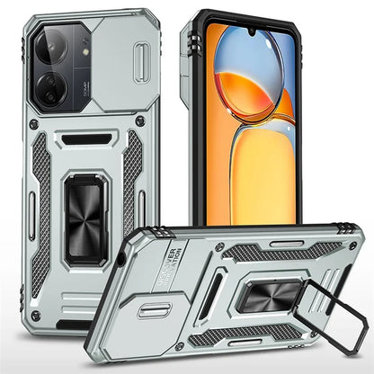 Armor Series For Xiaomi Redmi 13C 4G / 5G / 13R 5G / Poco M6 5G / Poco C65 4G Phone Case with Slide Camera Cover