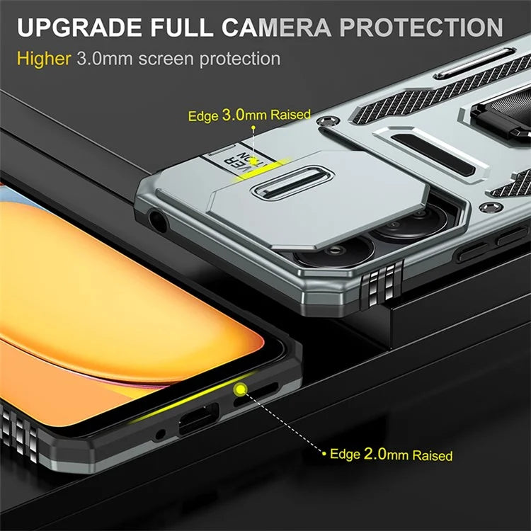 Armor Series For Xiaomi Redmi 13C 4G / 5G / 13R 5G / Poco M6 5G / Poco C65 4G Phone Case with Slide Camera Cover