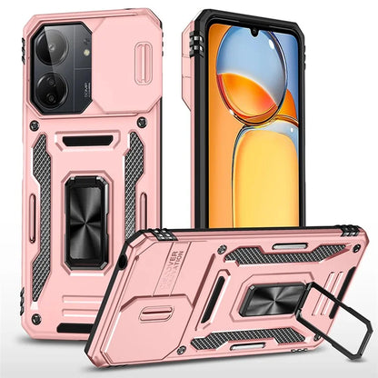 Armor Series For Xiaomi Redmi 13C 4G / 5G / 13R 5G / Poco M6 5G / Poco C65 4G Phone Case with Slide Camera Cover