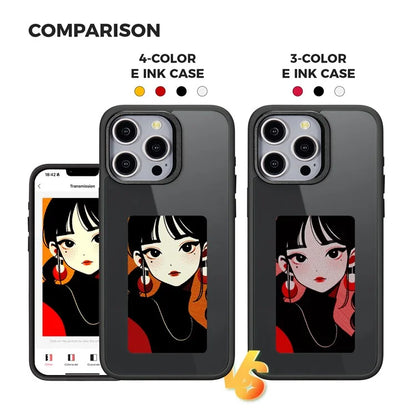 For iPhone 13 Pro E Ink Cover 4-Color Display Phone Case NFC Projection Customized Pattern