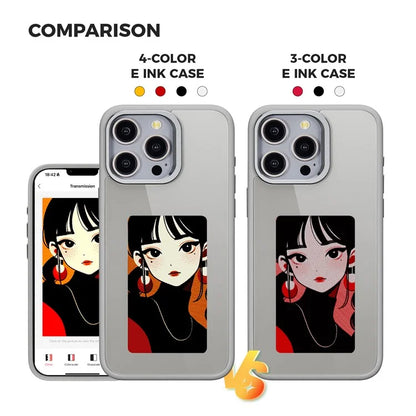 For iPhone 13 Pro E Ink Cover 4-Color Display Phone Case NFC Projection Customized Pattern