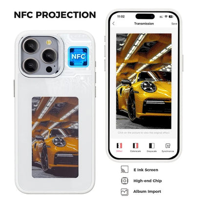 For iPhone 14 Pro E Ink Phone Case Black / White / Red / Yellow 4-Color Smart NFC Projection DIY Case