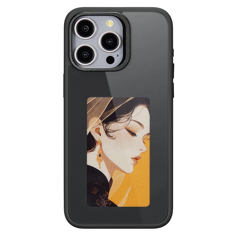 For iPhone 14 Pro Max E Ink Phone Case 4-Color Display DIY Pattern Phone Cover
