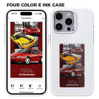 For iPhone 14 Pro Max E Ink Phone Case 4-Color Display DIY Pattern Phone Cover