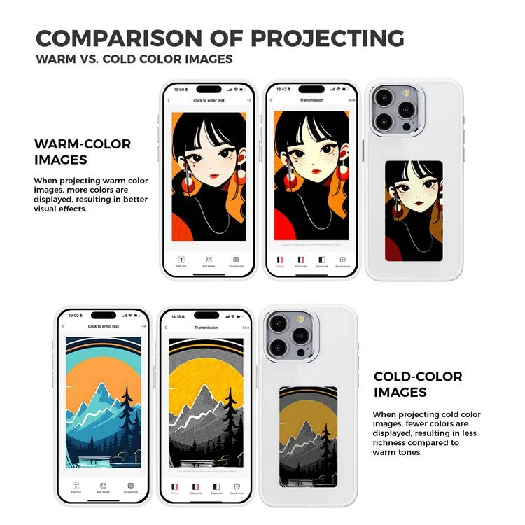 For iPhone 14 Pro Max E Ink Phone Case 4-Color Display DIY Pattern Phone Cover