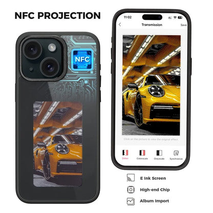 4 Color E Ink Phone Case for iPhone 15 Case Smart NFC DIY Display Imaging, Black / White / Red / Yellow
