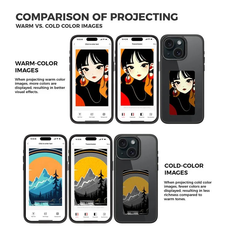 4 Color E Ink Phone Case for iPhone 15 Case Smart NFC DIY Display Imaging, Black / White / Red / Yellow