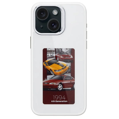 4 Color E Ink Phone Case for iPhone 15 Case Smart NFC DIY Display Imaging, Black / White / Red / Yellow
