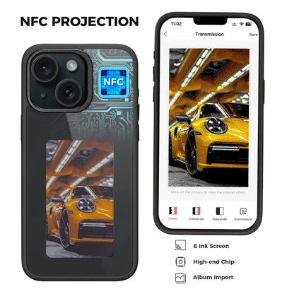 E Ink Phone Case for iPhone 13  / 14 Smart NFC Phone Case Photo, Black / White / Red / Yellow 4-Color
