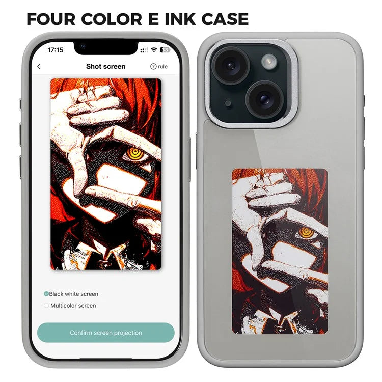 E Ink Phone Case for iPhone 13  / 14 Smart NFC Phone Case Photo, Black / White / Red / Yellow 4-Color