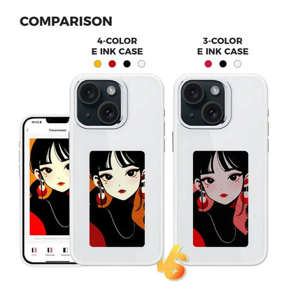 E Ink Phone Case for iPhone 13  / 14 Smart NFC Phone Case Photo, Black / White / Red / Yellow 4-Color