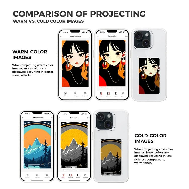 E Ink Phone Case for iPhone 13  / 14 Smart NFC Phone Case Photo, Black / White / Red / Yellow 4-Color