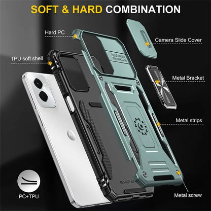 Armor Series For Motorola Moto G Stylus 5G (2024) Case PC+TPU Lens Protection Kickstand Phone Cover