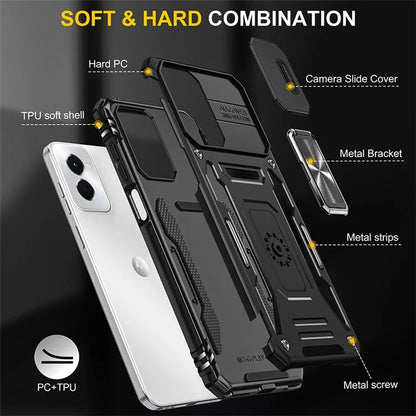 Armor Series For Motorola Moto G Stylus 5G (2024) Case PC+TPU Lens Protection Kickstand Phone Cover
