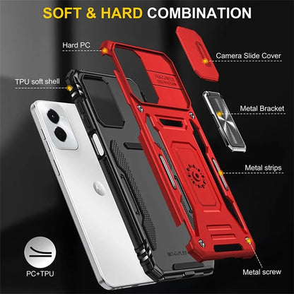 Armor Series For Motorola Moto G Stylus 5G (2024) Case PC+TPU Lens Protection Kickstand Phone Cover