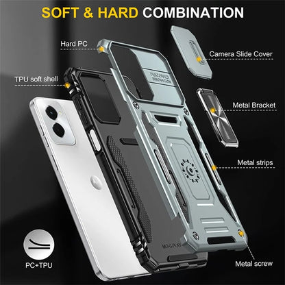 Armor Series For Motorola Moto G Stylus 5G (2024) Case PC+TPU Lens Protection Kickstand Phone Cover