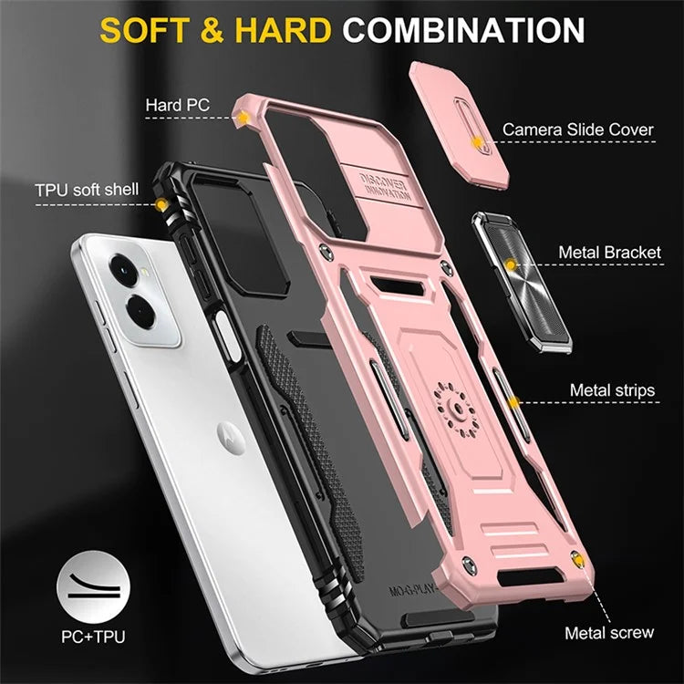 Armor Series For Motorola Moto G Stylus 5G (2024) Case PC+TPU Lens Protection Kickstand Phone Cover
