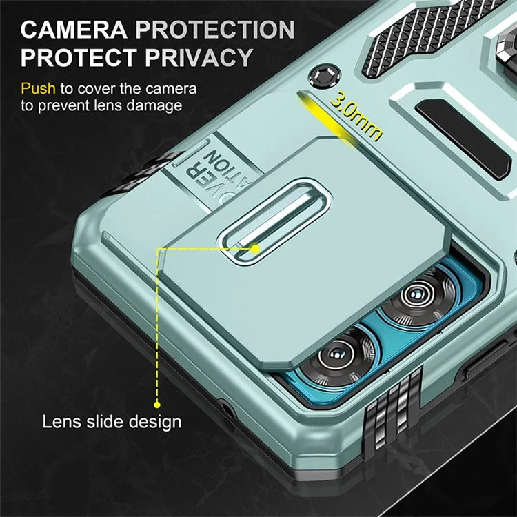 Armor Series For Motorola Edge 40 Neo 5G Case PC+TPU Phone Cover with Kickstand / Lens Shield