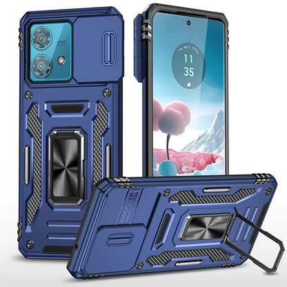 Armor Series For Motorola Edge 40 Neo 5G Case PC+TPU Phone Cover with Kickstand / Lens Shield