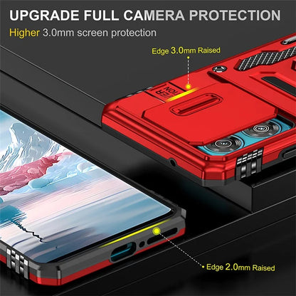 Armor Series For Motorola Edge 40 Neo 5G Case PC+TPU Phone Cover with Kickstand / Lens Shield