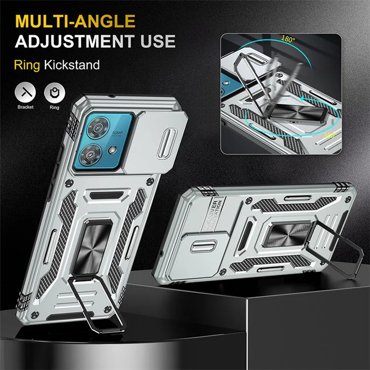 Armor Series For Motorola Edge 40 Neo 5G Case PC+TPU Phone Cover with Kickstand / Lens Shield