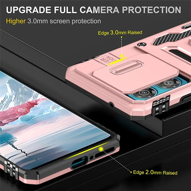 Armor Series For Motorola Edge 40 Neo 5G Case PC+TPU Phone Cover with Kickstand / Lens Shield