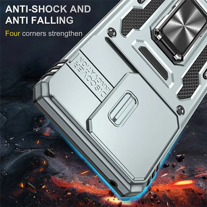 Armor Series For Motorola Edge 40 5G Kickstand Case PC+TPU Phone Cover with Slide Lens Protector