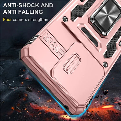 Armor Series For Motorola Edge 40 5G Kickstand Case PC+TPU Phone Cover with Slide Lens Protector