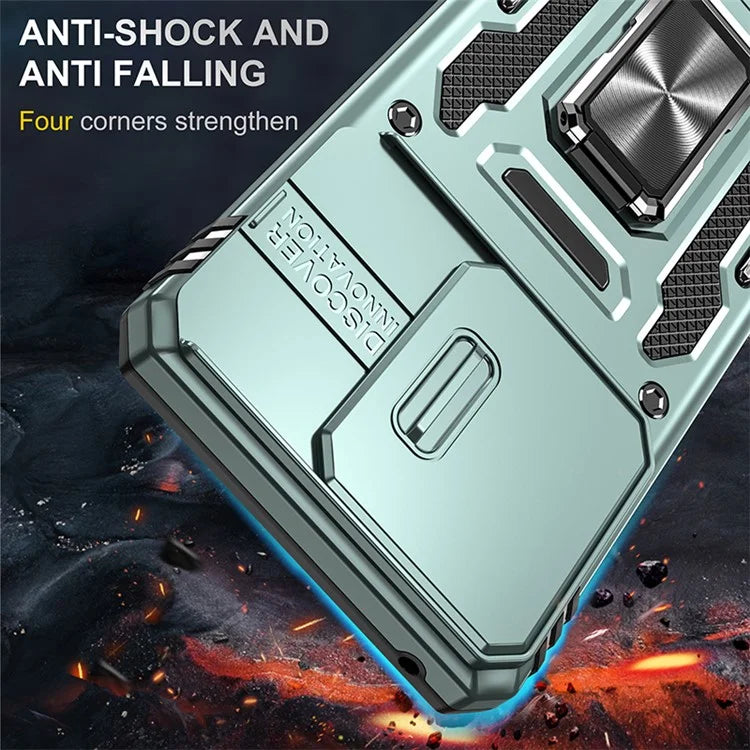 Armor Series For Motorola Edge 40 5G Kickstand Case PC+TPU Phone Cover with Slide Lens Protector