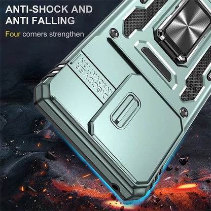 Armor Series For Motorola Edge 40 5G Kickstand Case PC+TPU Phone Cover with Slide Lens Protector