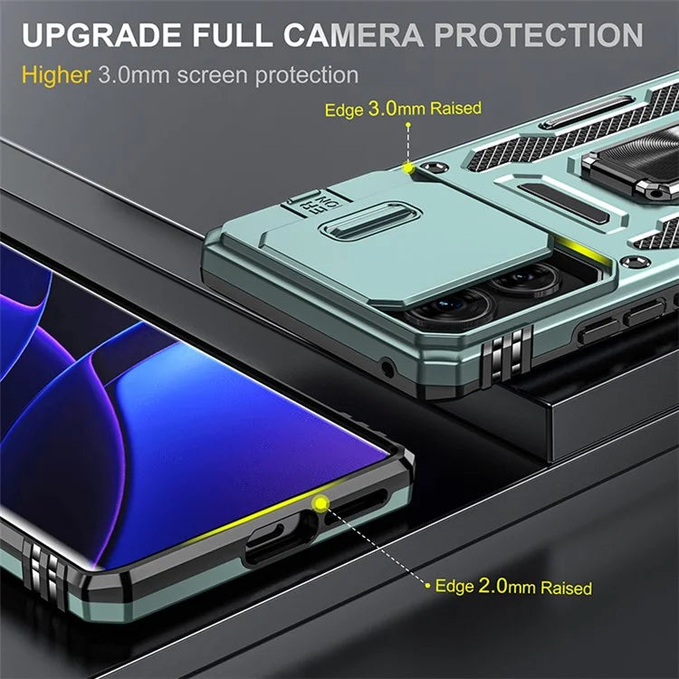 Armor Series For Motorola Edge 40 5G Kickstand Case PC+TPU Phone Cover with Slide Lens Protector