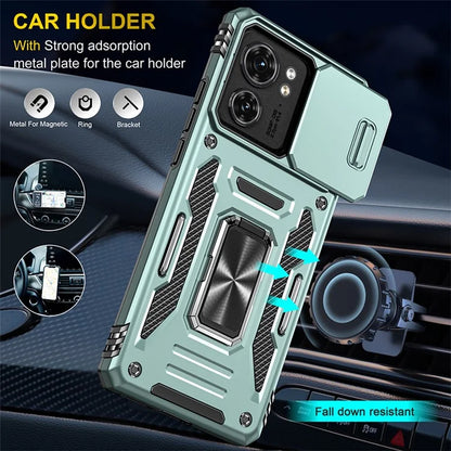 Armor Series For Motorola Edge 40 5G Kickstand Case PC+TPU Phone Cover with Slide Lens Protector