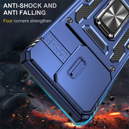 Armor Series For Motorola Edge 40 5G Kickstand Case PC+TPU Phone Cover with Slide Lens Protector