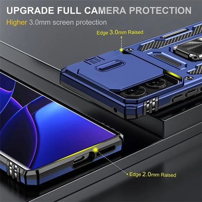 Armor Series For Motorola Edge 40 5G Kickstand Case PC+TPU Phone Cover with Slide Lens Protector