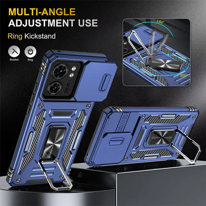Armor Series For Motorola Edge 40 5G Kickstand Case PC+TPU Phone Cover with Slide Lens Protector