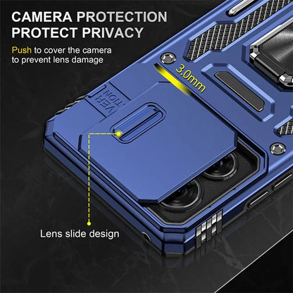 Armor Series For Motorola Edge 40 5G Kickstand Case PC+TPU Phone Cover with Slide Lens Protector