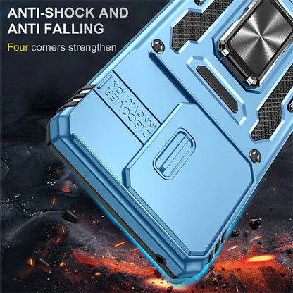 Armor Series For Motorola Edge 40 5G Kickstand Case PC+TPU Phone Cover with Slide Lens Protector