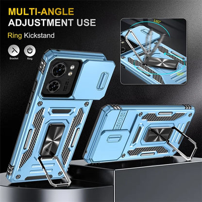 Armor Series For Motorola Edge 40 5G Kickstand Case PC+TPU Phone Cover with Slide Lens Protector