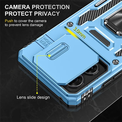 Armor Series For Motorola Edge 40 5G Kickstand Case PC+TPU Phone Cover with Slide Lens Protector