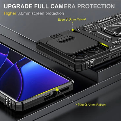 Armor Series For Motorola Edge 40 5G Kickstand Case PC+TPU Phone Cover with Slide Lens Protector