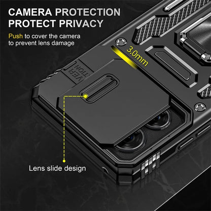 Armor Series For Motorola Edge 40 5G Kickstand Case PC+TPU Phone Cover with Slide Lens Protector