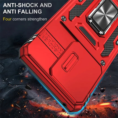 Armor Series For Motorola Edge 40 5G Kickstand Case PC+TPU Phone Cover with Slide Lens Protector