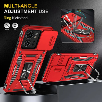 Armor Series For Motorola Edge 40 5G Kickstand Case PC+TPU Phone Cover with Slide Lens Protector