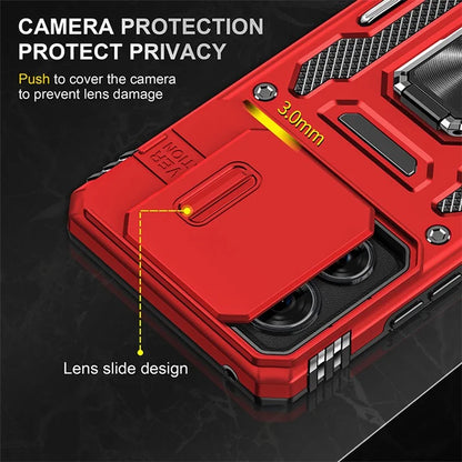 Armor Series For Motorola Edge 40 5G Kickstand Case PC+TPU Phone Cover with Slide Lens Protector