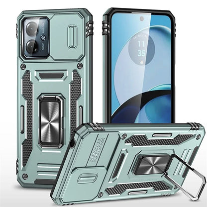 Armor Series For Motorola Moto G14 4G Case Camera Protection PC+TPU Kickstand Shockproof Phone Cover