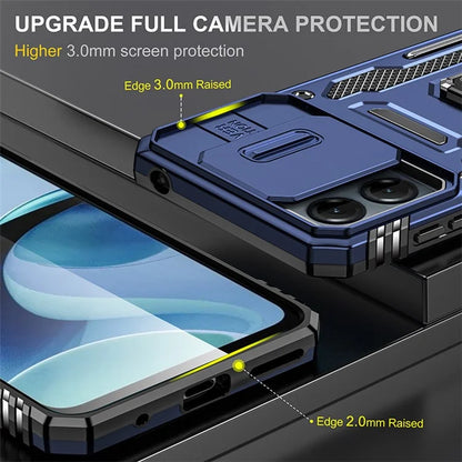Armor Series For Motorola Moto G14 4G Case Camera Protection PC+TPU Kickstand Shockproof Phone Cover