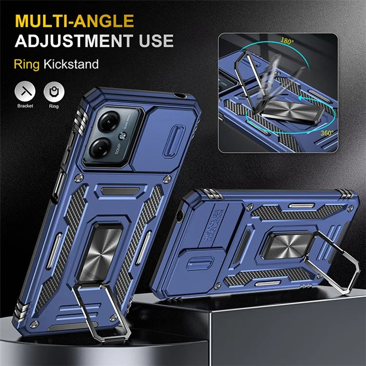 Armor Series For Motorola Moto G14 4G Case Camera Protection PC+TPU Kickstand Shockproof Phone Cover
