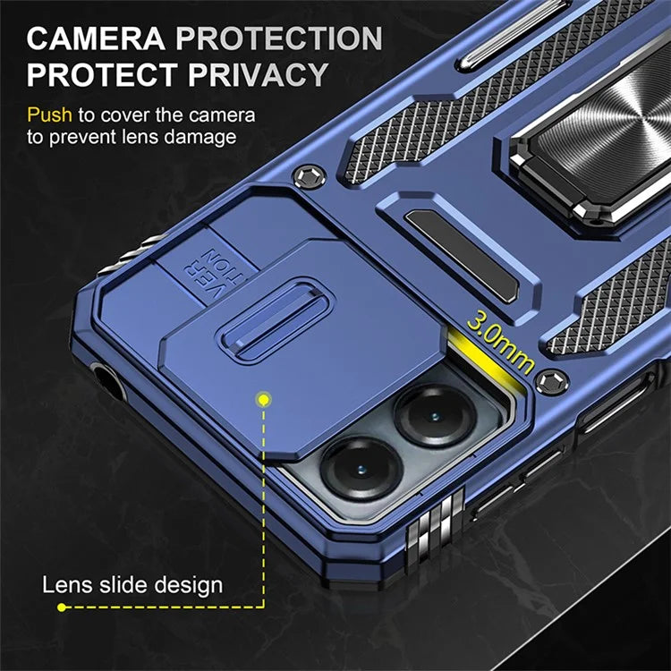 Armor Series For Motorola Moto G14 4G Case Camera Protection PC+TPU Kickstand Shockproof Phone Cover