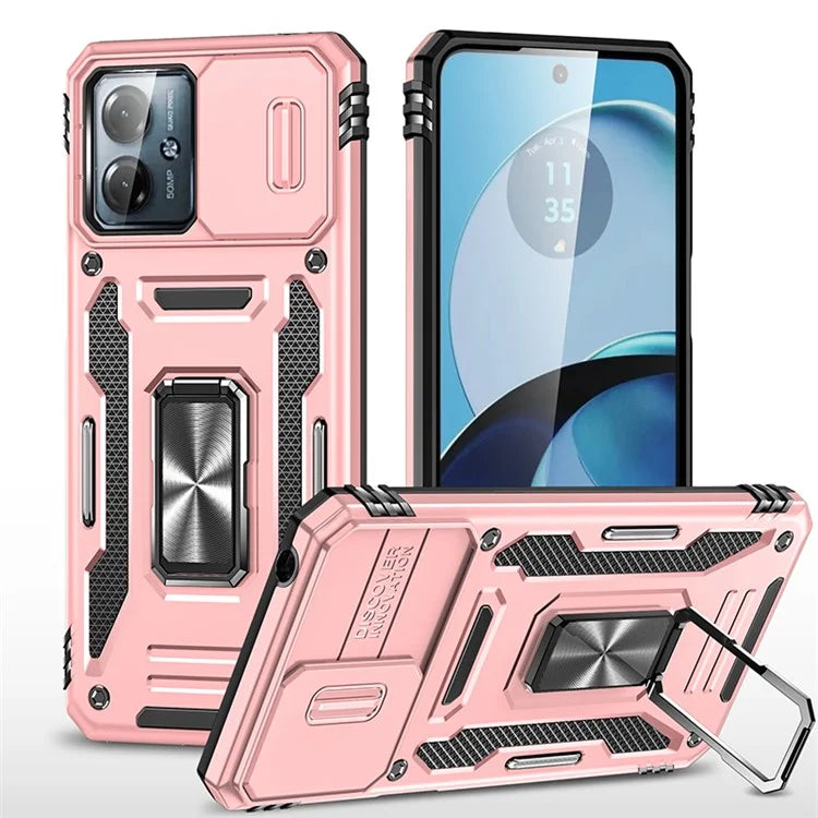 Armor Series For Motorola Moto G14 4G Case Camera Protection PC+TPU Kickstand Shockproof Phone Cover