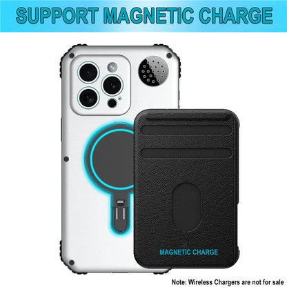 For iPhone 15 Pro Max Magnetic Case Kickstand Metal+TPU Phone Cover with Tempered Glass Film